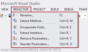 Refactor Menu in Visual Studio 2012 Refactor Menu in Visual Studio 2012