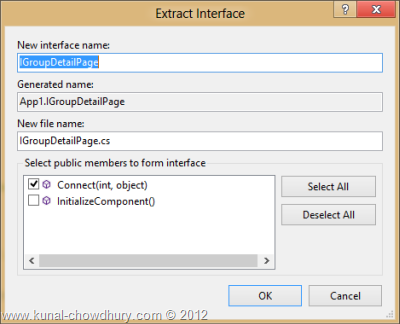 Visual Studio 2012 Refactor - Extract Interface Visual Studio 2012 Refactor - Extract Interface