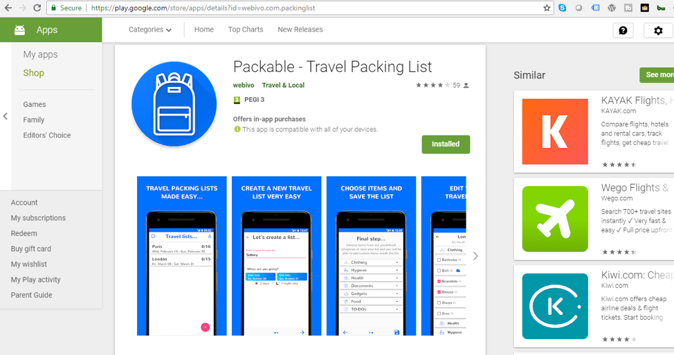 Packable Android Store