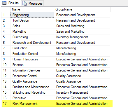 data modification insert statement results