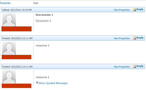 SharePoint 2010 discussion board view