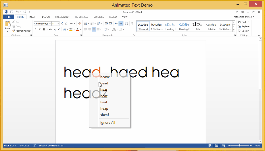 Animated Auto-correct